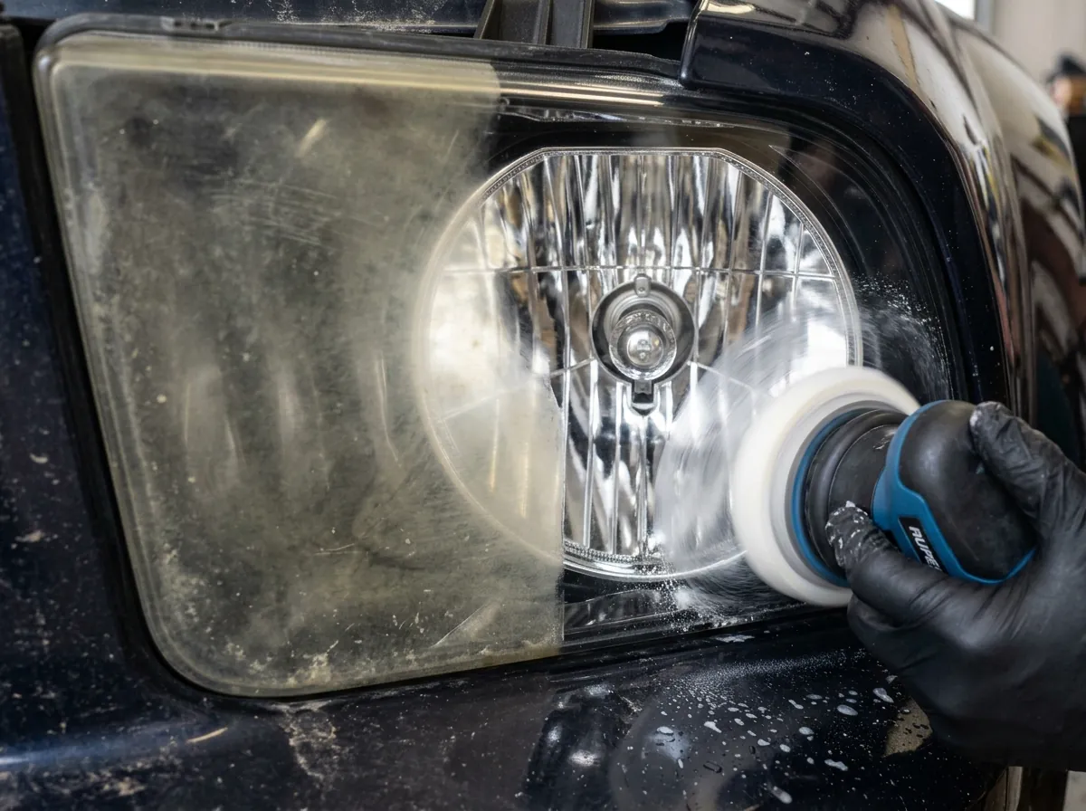 Headlight restoration in progress in Canberra